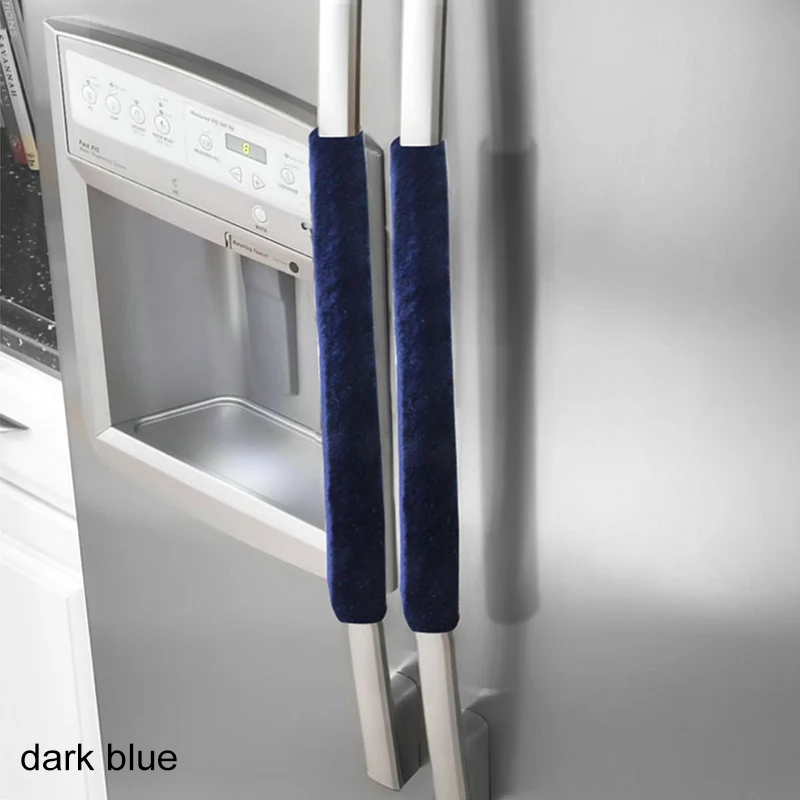 dark blue Протектор ручки холодильника Кухонные гаджеты Pleuche Ткань 1 пара домашний декор Чехлы для дверных ручек дверь холодильника подставка ручка Крышка - Цвет: dark blue