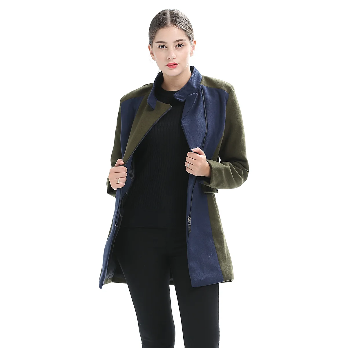 

Jacket Women 2018 Spring Autumn Fashion Patchwork High Street Zipper Coat High Quality Women's Rock Jackets Casaco Feminino