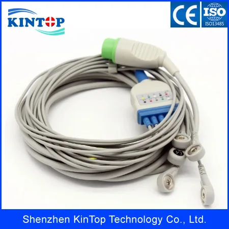 Совместимость новый Kontron Цельный ECG кабель с 5 проводами оснастки ecg 12 pin IEC CE