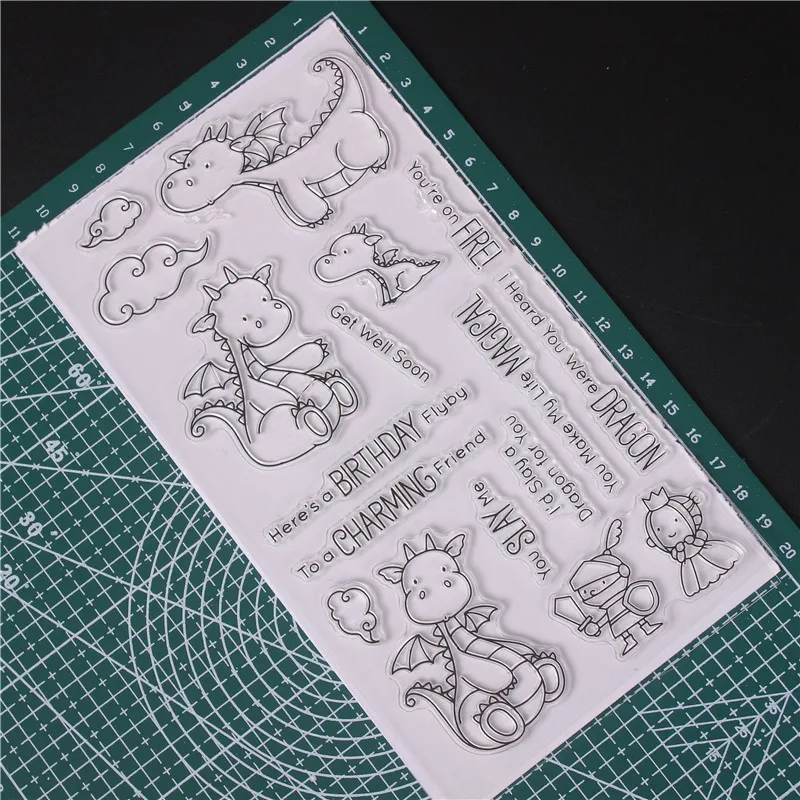 Маленький динозавр резиновый силиконовый прозрачный штампы для tamтампонов