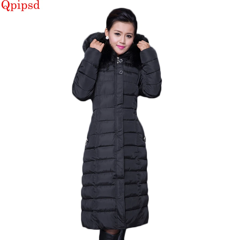 Женская одежда больших размеров 2018 зимняя куртка с большим меховым воротником
