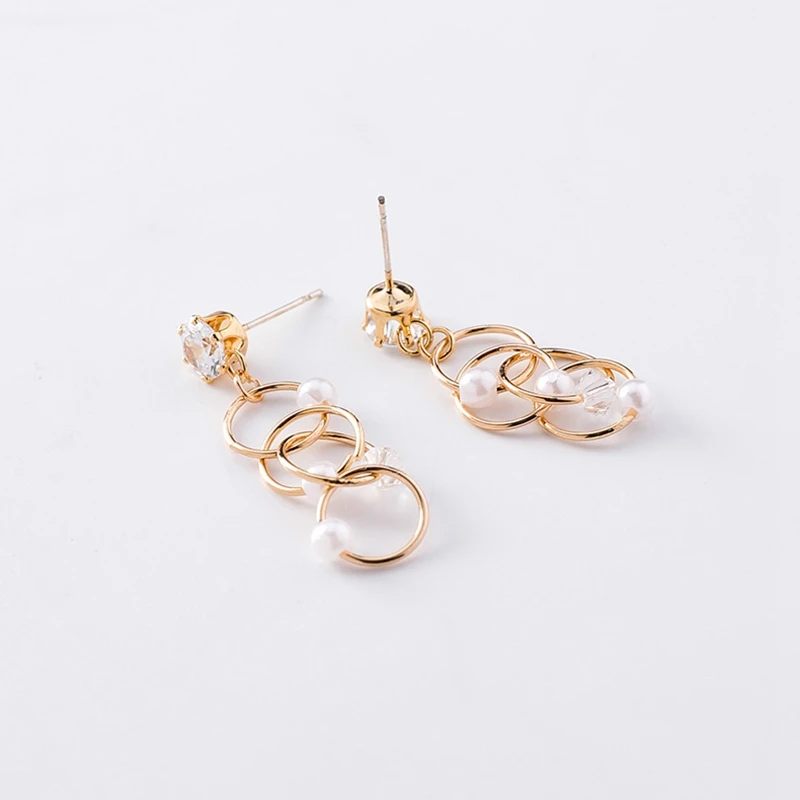Женские серьги Золотого Круга Кристальные жемчужные для свадьбы 2019 корейские