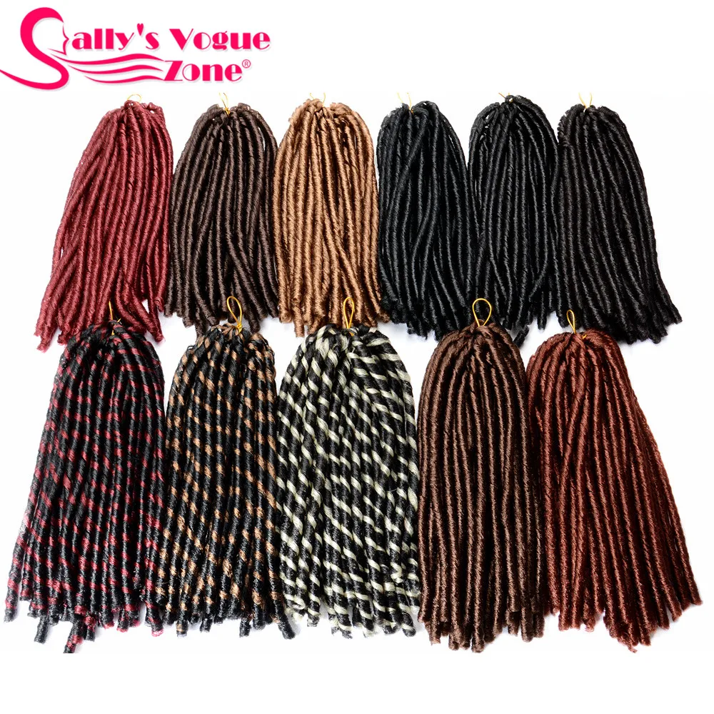Sallyhair, 14 дюймов, 70 г/упак., вязанные крючком косички, синтетические косички, для наращивания волос, афро, прически, мягкие, искусственные Локи, коричневый, черный, толстый, полный