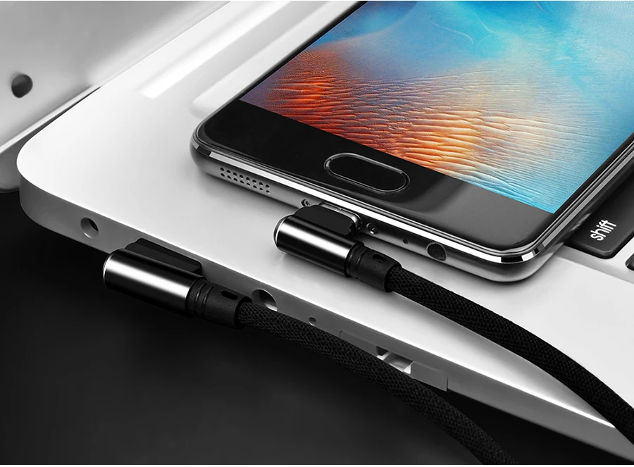 ZRSE USB C type C кабель 90 градусов Реверсивный Плетеный для samsung Galaxy S8 Xiaomi Oppo кабель для зарядки данных для Oneplus 5 huawei LG