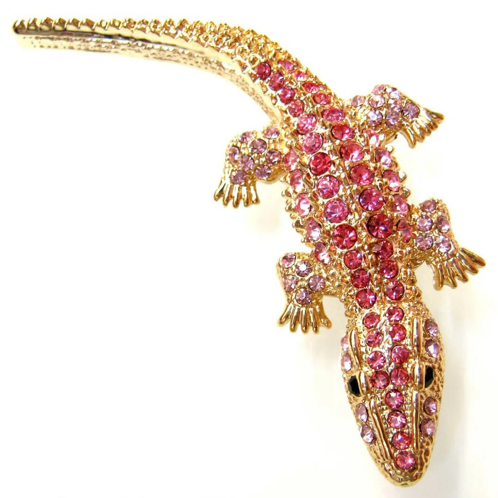 Винтажный из металлического сплава со стразами хамелеон брошь ящерица для