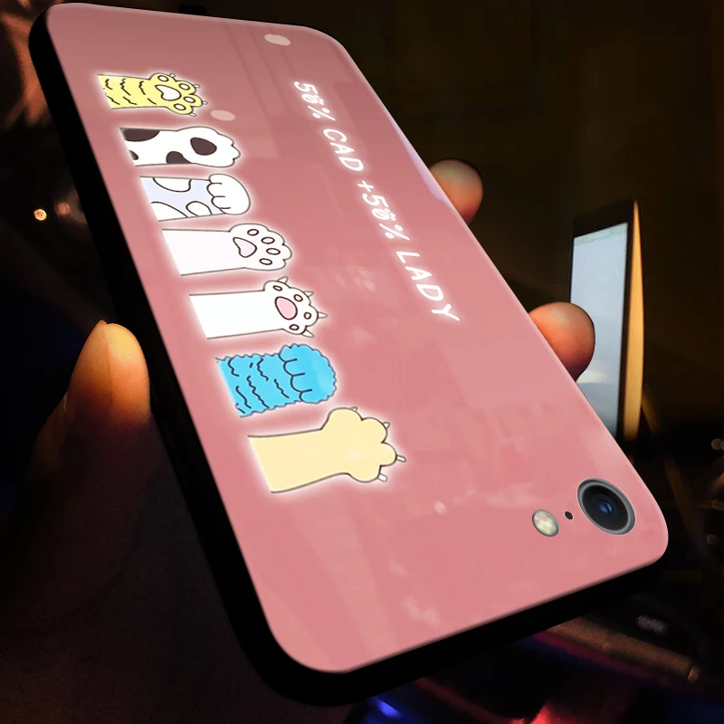 Yagoo Smart LED светящийся чехол для телефона Apple iPhone 7 8 Plus чехлы задняя крышка милый с