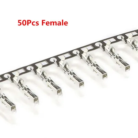 50Pcs Female 50 шт. 2,54 мм Мужской и Женский Dupont и Servo обжимной провод Перемычка контактный разъем клеммные контакты обжимной - Цвет: 50Pcs Female