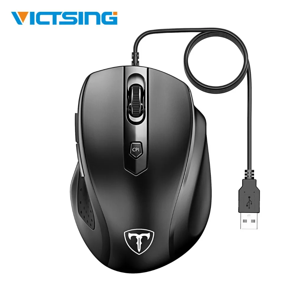 VicTsing 6 кнопочная эргономичная Проводная Оптическая USB мышь с 4 регулируемыми