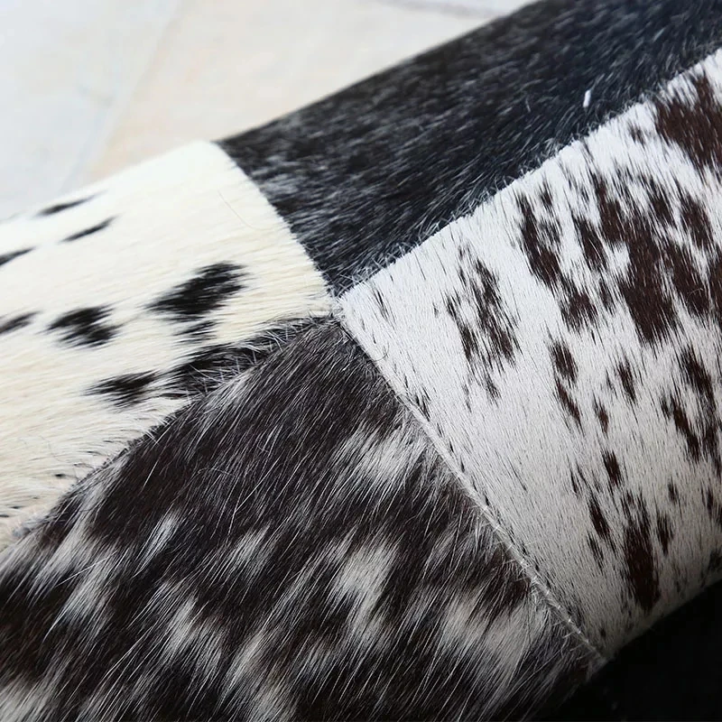 American style luxury cowhide seamed patchwork rug natural cow skin fur carpet black and white decoration office | Дом и сад