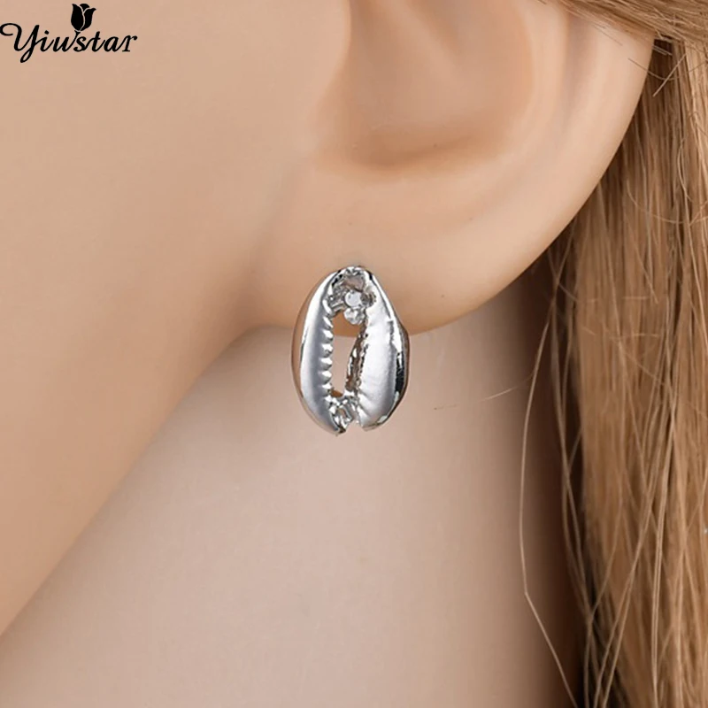 Yiustar Cowrie серьги гвоздики в виде ракушки Boho Ocean пляжные для женщин и девочек Brincos