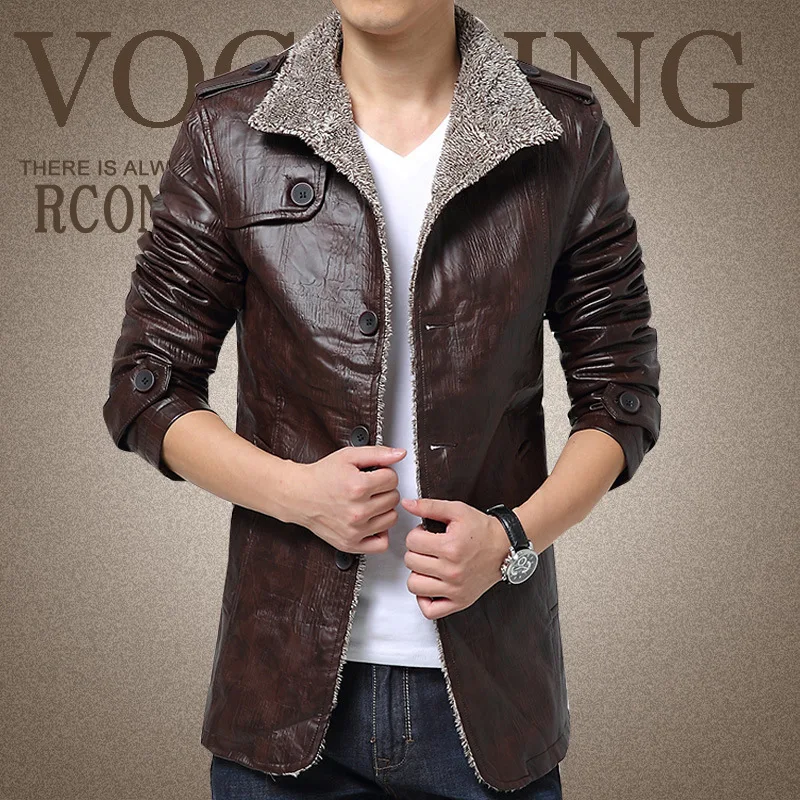 Мужские кожаные куртки с начесом Left ROM теплые однотонные из хлопка зима 2019|leather