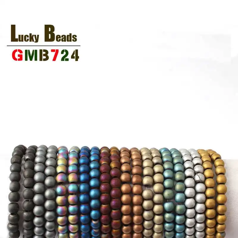 6 мм бусины из гематита золотые/Голубые/синие/фиолетовые/Цветные/черные матовые