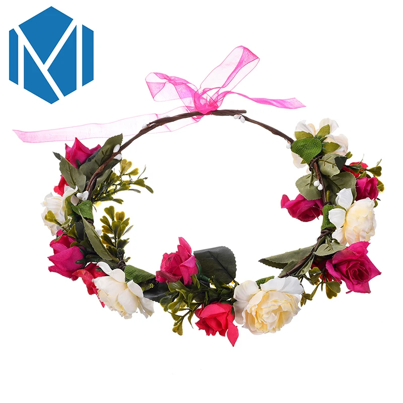 M MISM/Новый дизайн повязка на голову с розами для девочек лента в форме листьев