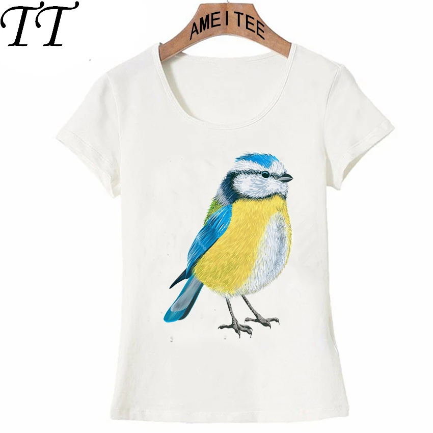 2018 новый летний новинка Женская Футболка супер мило довольно желтый синяя птица