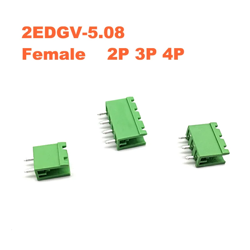 20 комплектов шаг 5 08 мм 2P 3P 4P винтовой штекер PCB клеммная колодка 2EDGKA 2edgv прямой