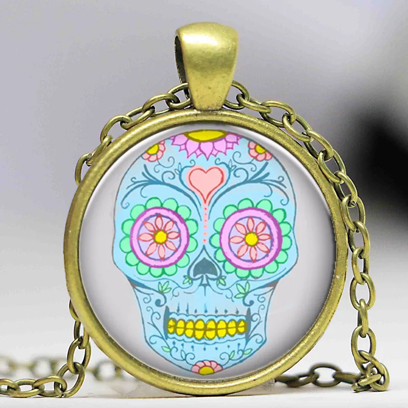 Хип-хоп панк мексиканский тату череп подвеска ожерелье очаровательное мужское