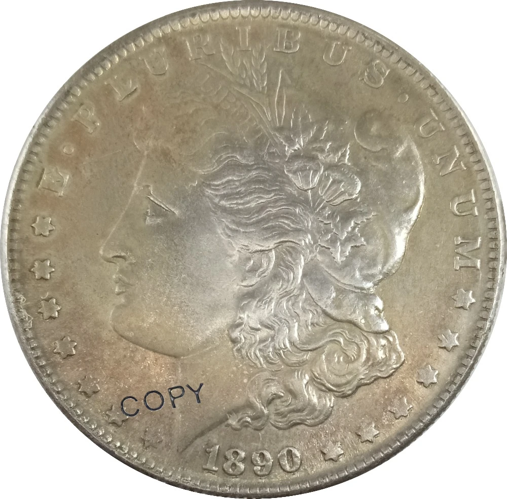 

O 1890 США Morgan 1 1 доллар Мельхиор Посеребренная копия монеты