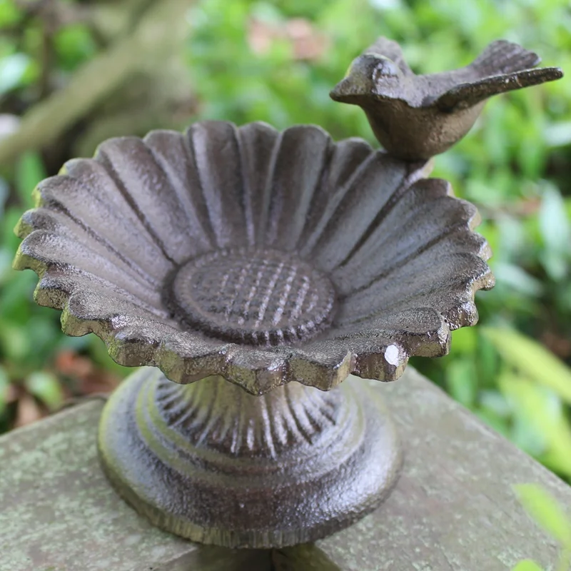 Sunflower Bird Feeder Garden Stand Birdbath Bath Antique Put On Patio Courtyard Bird Food Bowl Accessoires Trough