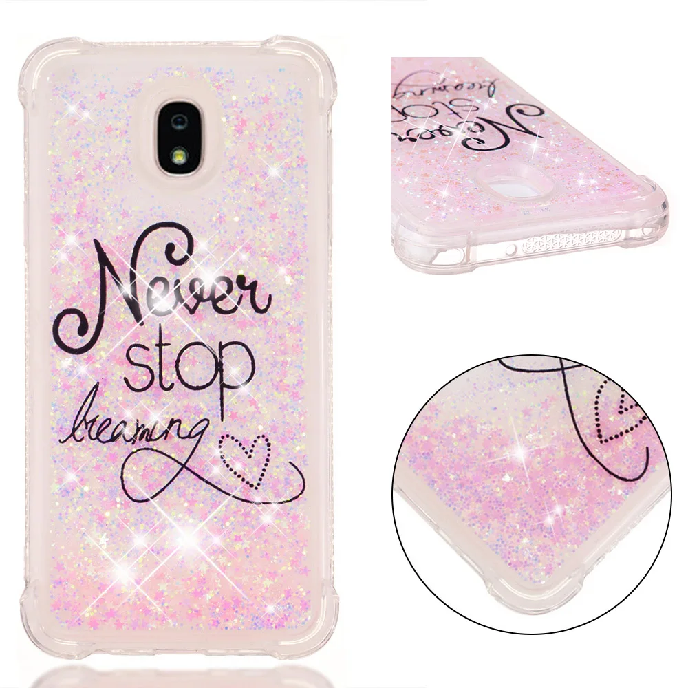Блестящий чехол для Samsung Galaxy J7 Star V Refine 2018 Dynamic Love Heart quicksand Case SM J737P силиконовый
