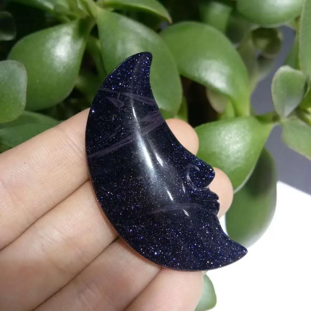 Натуральный камень Прекрасный Луна резной кристалл художественное оформление