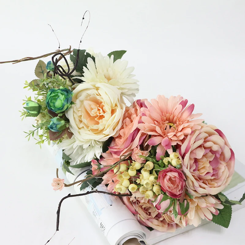 Искусственные Свадебные букеты для невест новый дизайн шелковые цветы с ягодкой