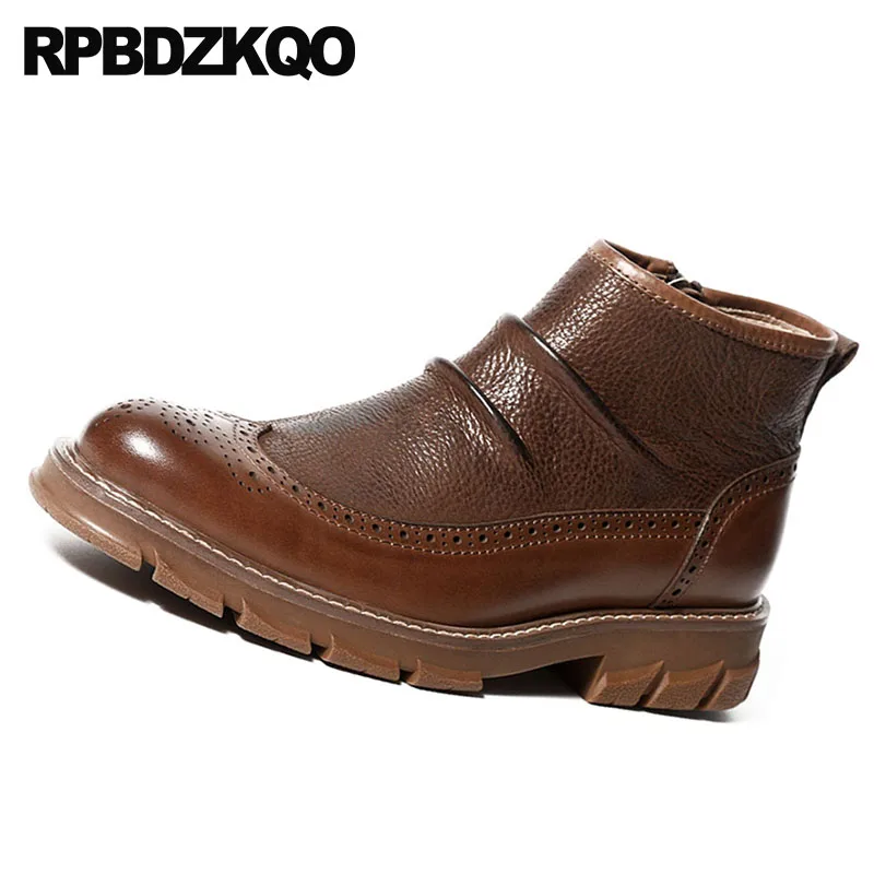 Черного цвета из натуральной кожи Обувь с перфорацией типа броги Мужские зимние