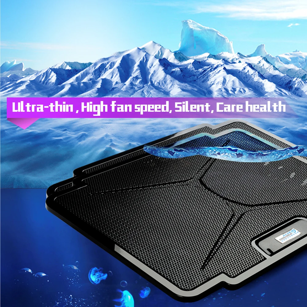 COOLCOLD 2 USB охлаждающая подставка для ноутбука с пятью регулируемыми углами охлаждающий вентилятор USB подставка с Led светильник для ноутбука 12-15,6''