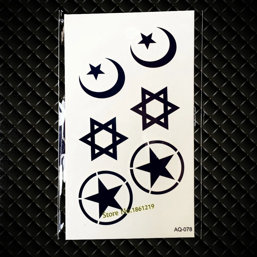 Здоровая черная поддельная Луна татуировка с изображением звёзд для мужчин