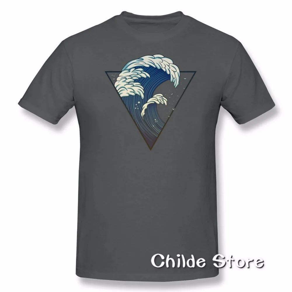 2018 летняя футболка с круглым вырезом и принтом треугольника горы моря