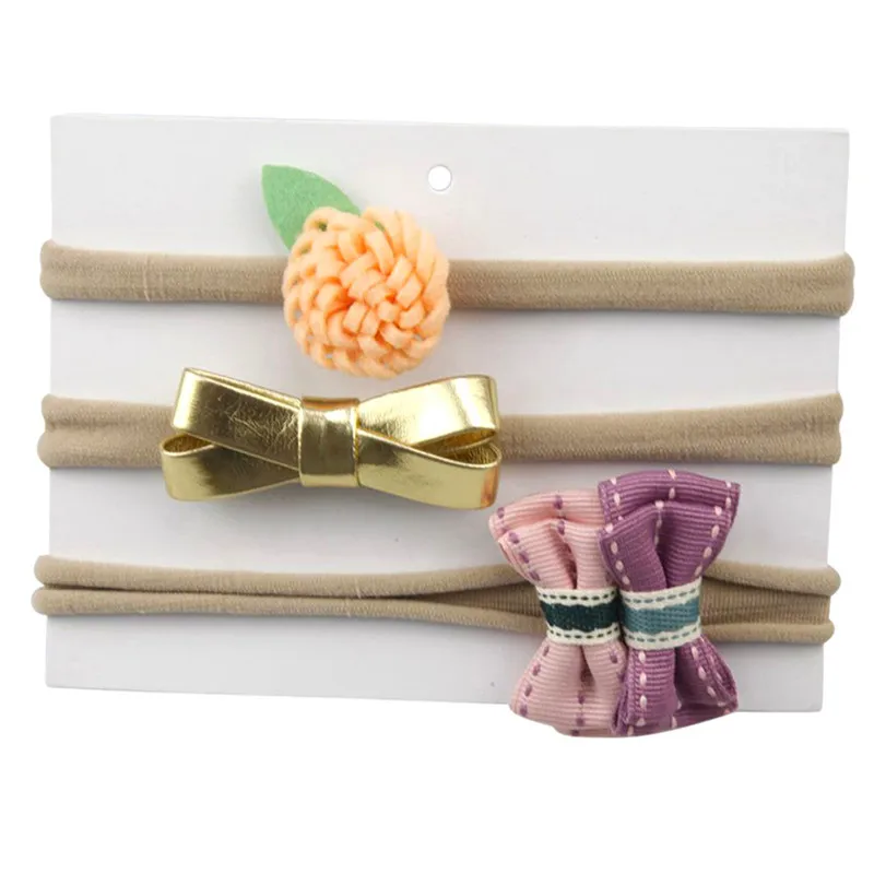 TELOTUNY baby girl headbands 3Pcs Kids Elastic Floral Headband Hair Girls Bowknot Hairband Set for girls 1019 | Детская одежда и