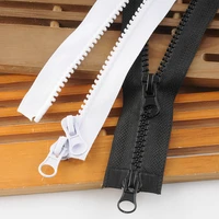 2pcs 50 500cm 5 plastic resin zipper black white double open 2 slider for diy sewing down coat bag clothing tent accessories