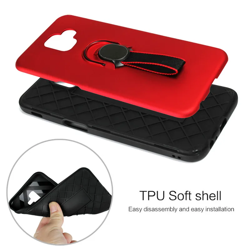 Luxury Case for Samsung Galaxy J6 Plus PC+ Soft TPU Silicone Magnetic Finger Ring Holder J6+ Protector |