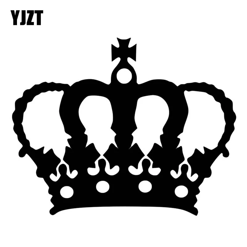 

YJZT 12.7CM*10.1CM Cross Core Personality Crown Vinyl Car Sticker Decal Black/Silver C13-0006