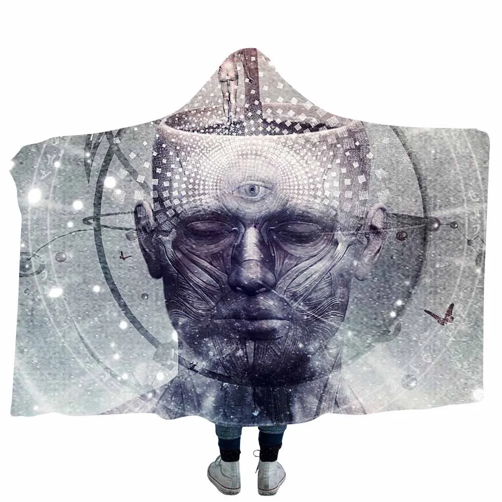 Lannidaa зимнее двойное плотное 3D печатное Psychedelic с капюшоном одеяло для взрослых Мандала коралловый флисовый плед на диване кровати