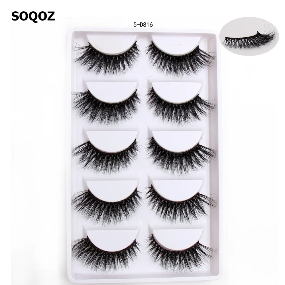 

SOQOZ Eyelashes 3D Mink Eyelashes Luxury Handmade Mink Lashes Natural Long Eye Lashes Fluffy False Lash Eye 5 pairs D816 cosmeti
