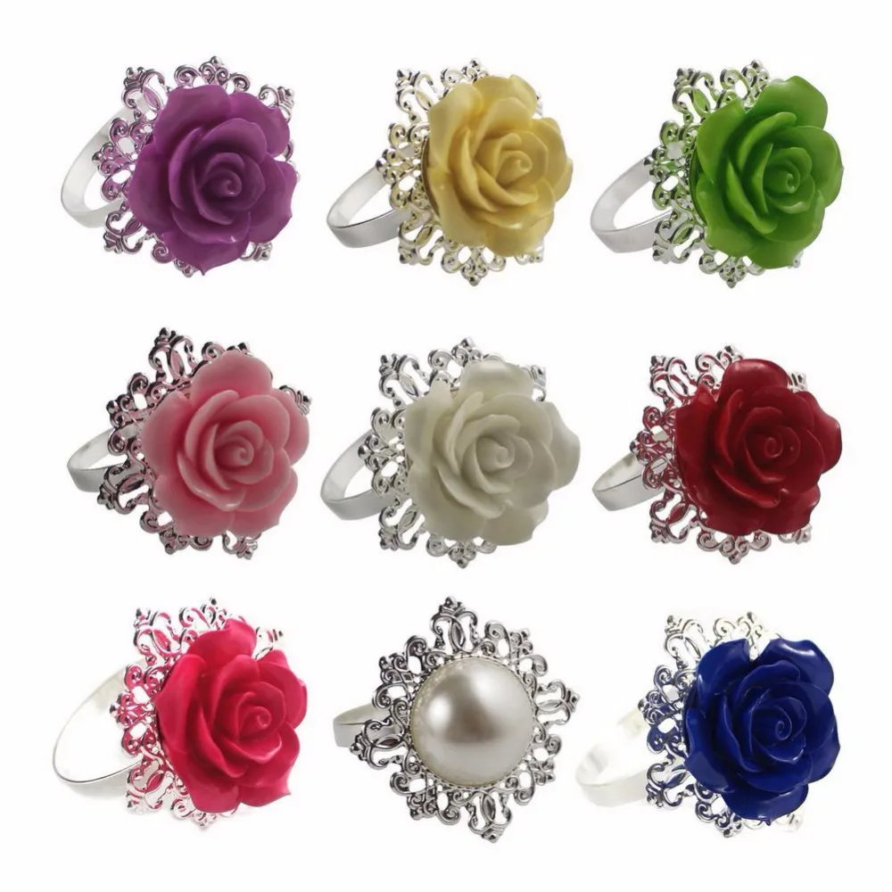 Распродажа 2018 белая роза новое розовое кольцо для салфетки серебряные/золотые