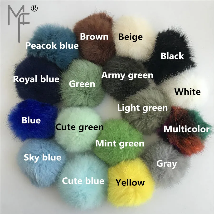 Magicfur 1 шт. 8 см с натуральным кроличьим мехом шар помпон зеленый \ синий Цвета DIY