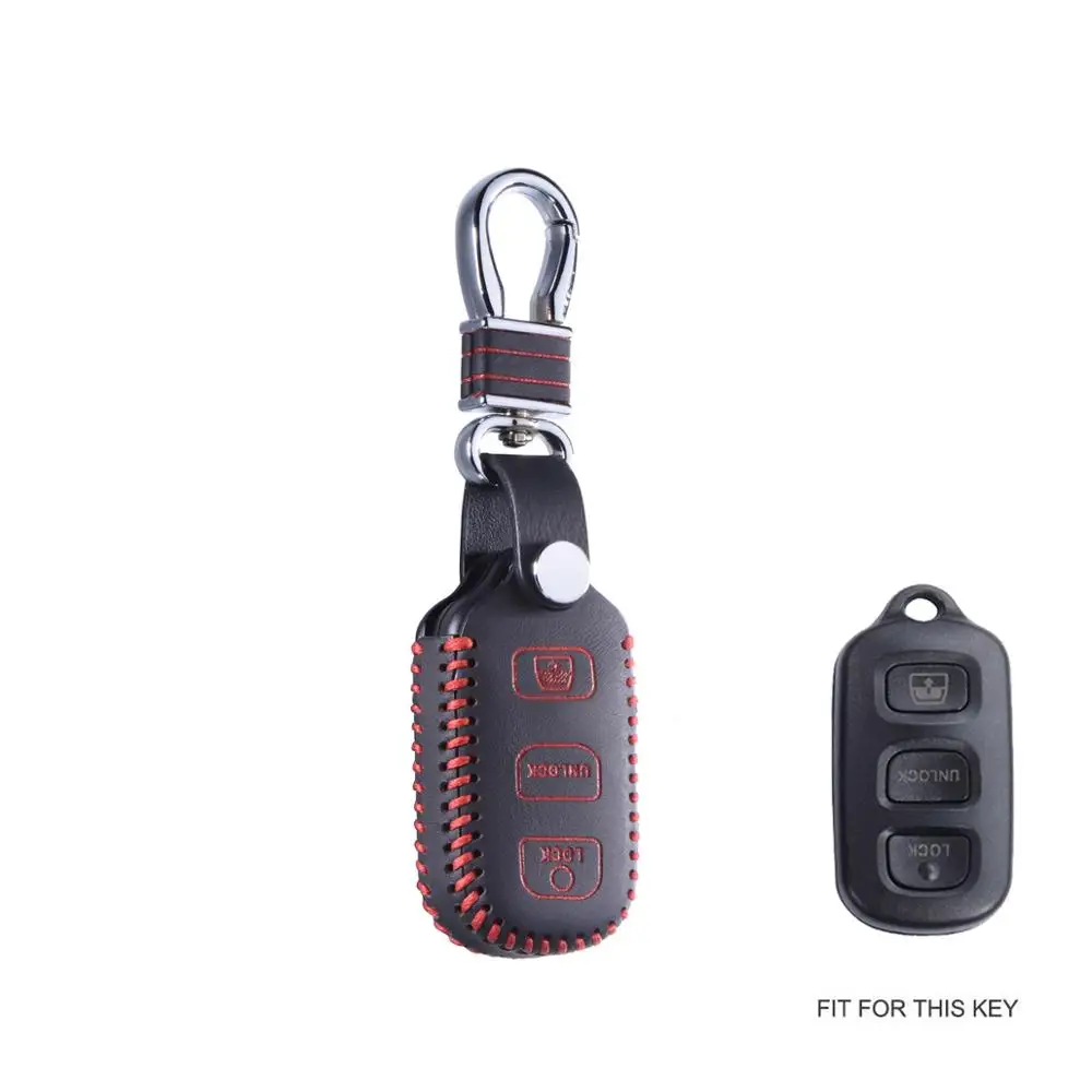 red Верхний слой кожаный дистанционный чехол для Toyota Sequoia HYQ12BBX 4-Runner 4runner 2003-2008 брелок - Название цвета: red