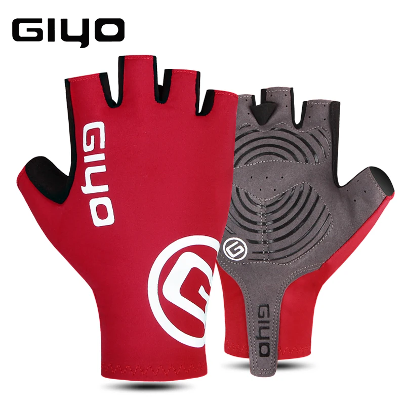 Red Half Finger Giyo перчатки для велоспорта на полпальца гелевые спортивные перчатки для гонок для мужчин и женщин перчатки для шоссейного велосипеда велосипедные перчатки для MTB - Цвет: Red Half Finger