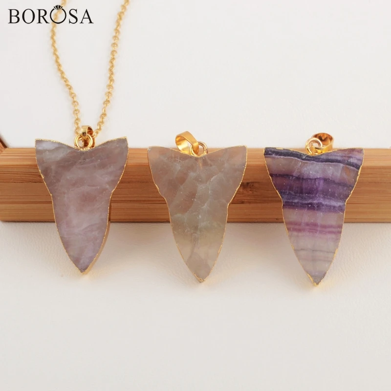 Женское Ожерелье BOROSA в стиле бохо из натурального аметиста многоцветный флюорит