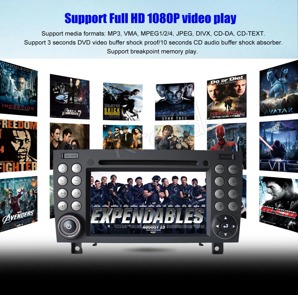 

Krando 7" Android 9.0 car audio radio gps dvd player navigation for Benz SLK-171 2004-2012 multimedia system blueyooth OBD2