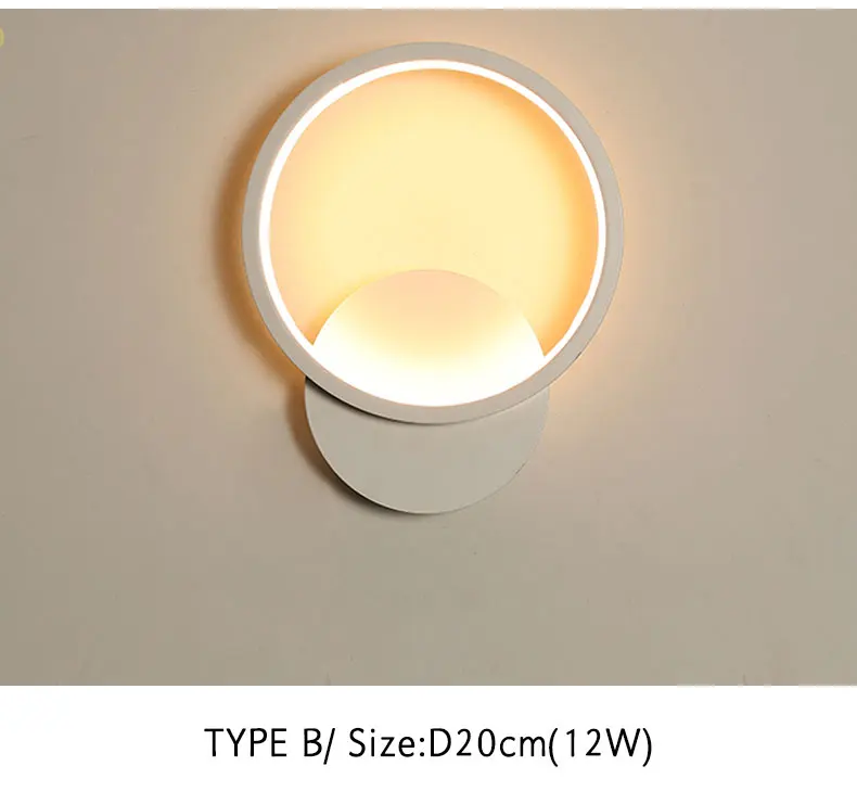 TYPE B D20CM Простой современный светодиодный настенный светильник для гостиной, спальни, столовой, прикроватные лампы, белое бра, светодиодный настенный светильник, креативный светильник - Цвет абажура: TYPE B D20CM