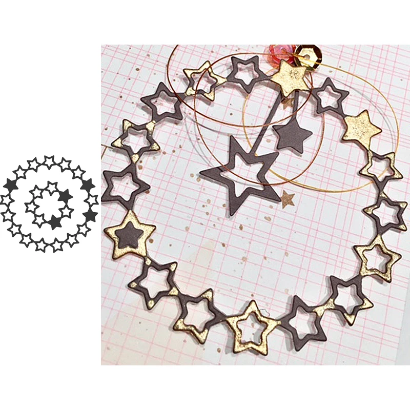 Металлические трафареты с двумя звездами венки для рукоделия скрапбукинг