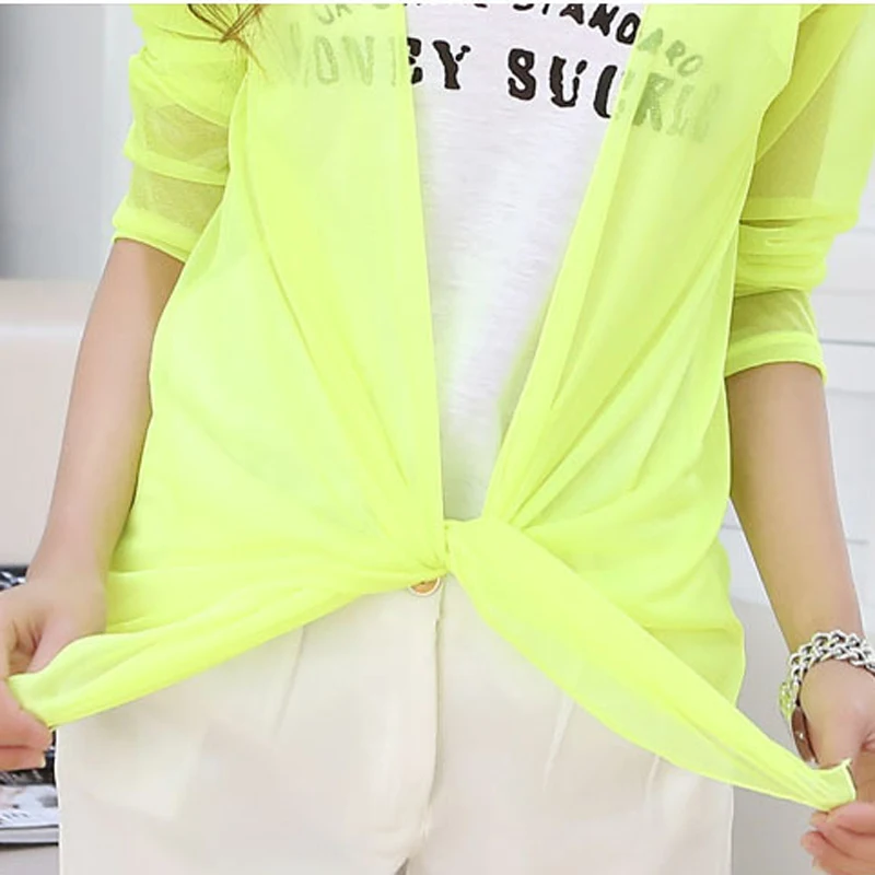 NEW Summer Style Cardigan Women Big Size Candy Color Anti-UV Thin Knit Full Sleeve Sweater Casual Crochet Coat Sueter Hot JS529 |