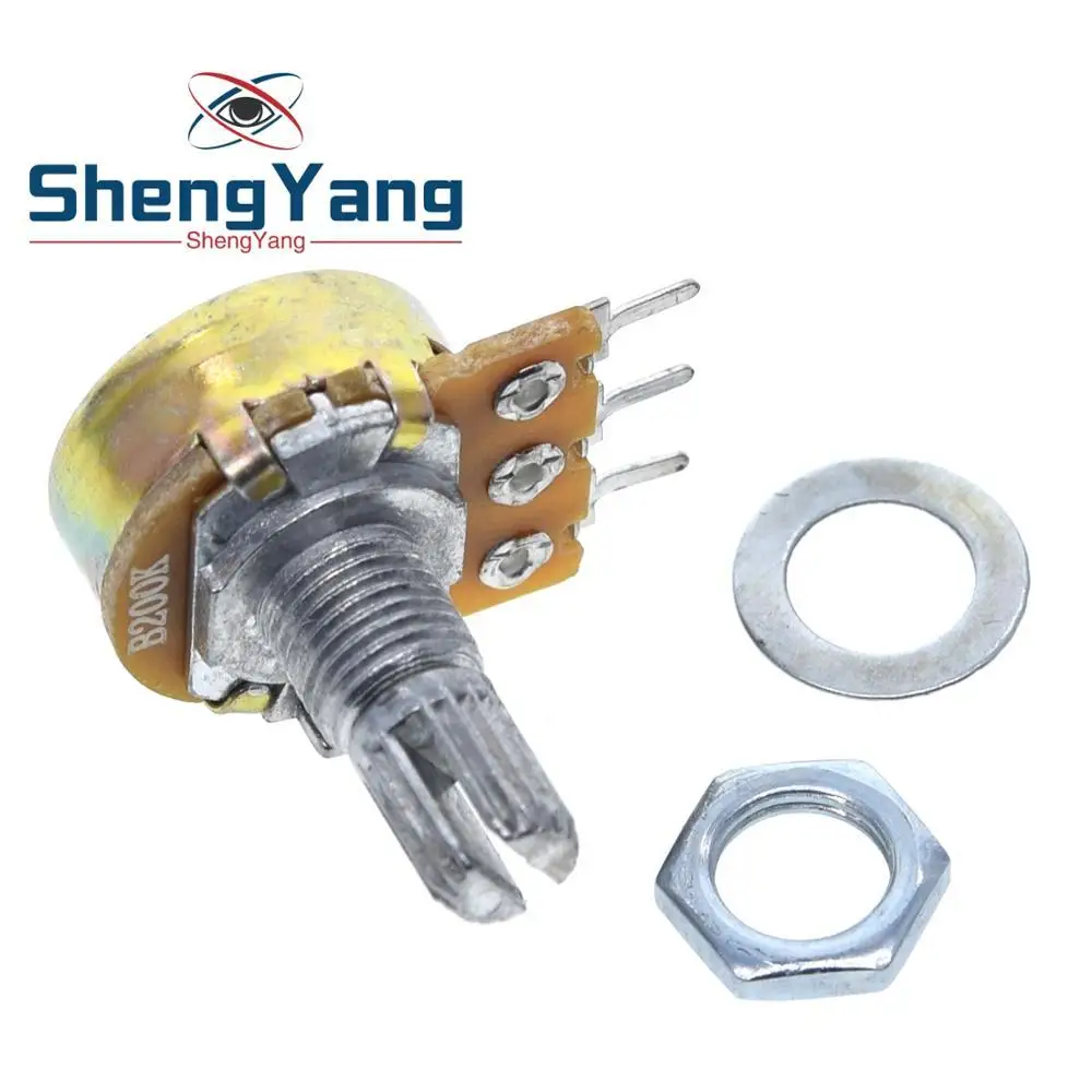 10 шт. ShengYang стерео/pa/потенциометр уплотнения WH148 B1k B2k B5k B10k B20k B50k B100k B250k B500k B1M 15 мм 3