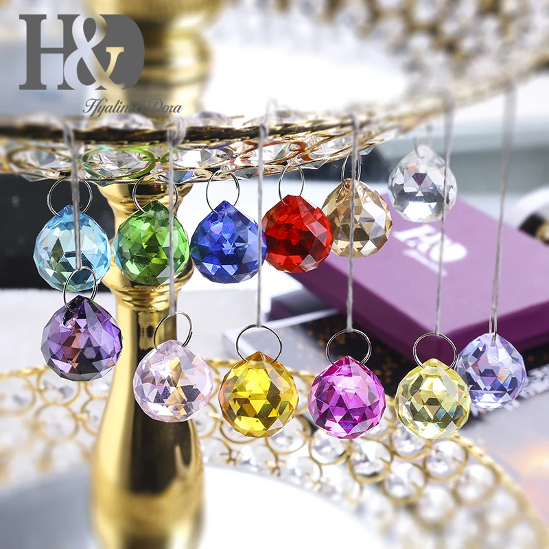 H& D 12 шт. многоцветная Хрустальная Призма, граненая люстра, хрустальные детали, подвесной светильник, шар, Солнцезащитный шар, домашний декор