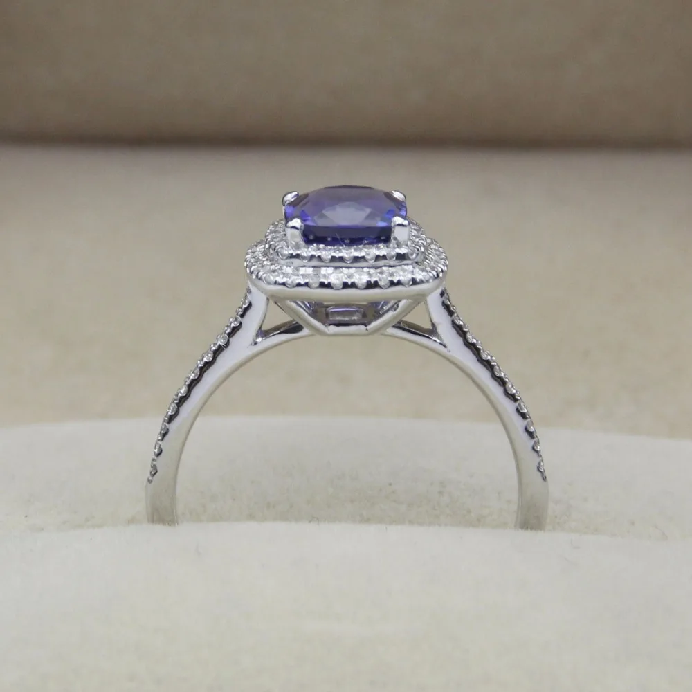 Lasamero 1.17ct принц Cut Сертифицированный природных танзанит кольцах 18 К золото Настоящее Обручение обручальное кольцо