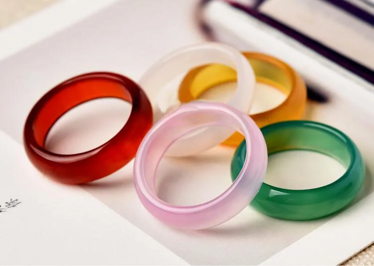 Халцедон натуральный нефрит белый желтый Агат кольцо тянуть мужчины Бесплатная