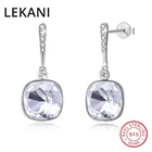 Женские квадратные серьги-подвески LEKANI, модные серьги из серебра 925 пробы с кристаллами Сваровски, свадебные подарки, повседневные аксессуары, ювелирные украшения