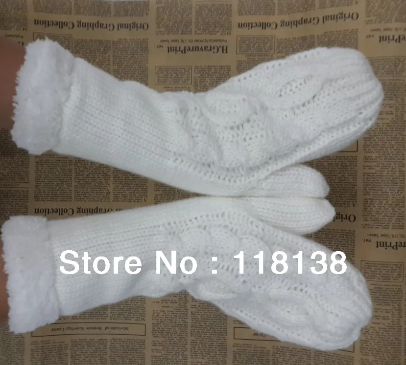 Fashion Women's Fur Knit Mittens Winter Roll-Up Gloves Soft Warm Free Shipping | Аксессуары для одежды
